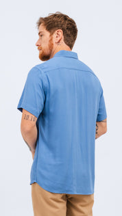 Camisa Viscose MC Rayon Azul infinity