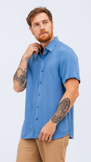Camisa Viscose MC Rayon Azul infinity