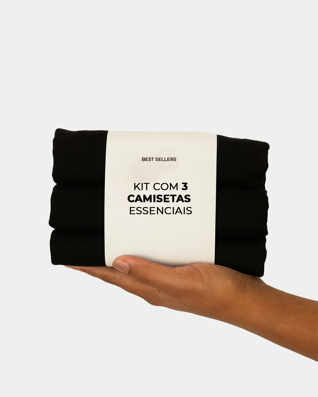 Kit 3 Camisetas Básicas Pretas