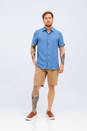 Camisa Viscose MC Rayon Azul infinity
