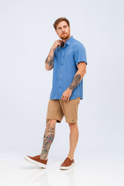 Camisa Viscose MC Rayon Azul infinity