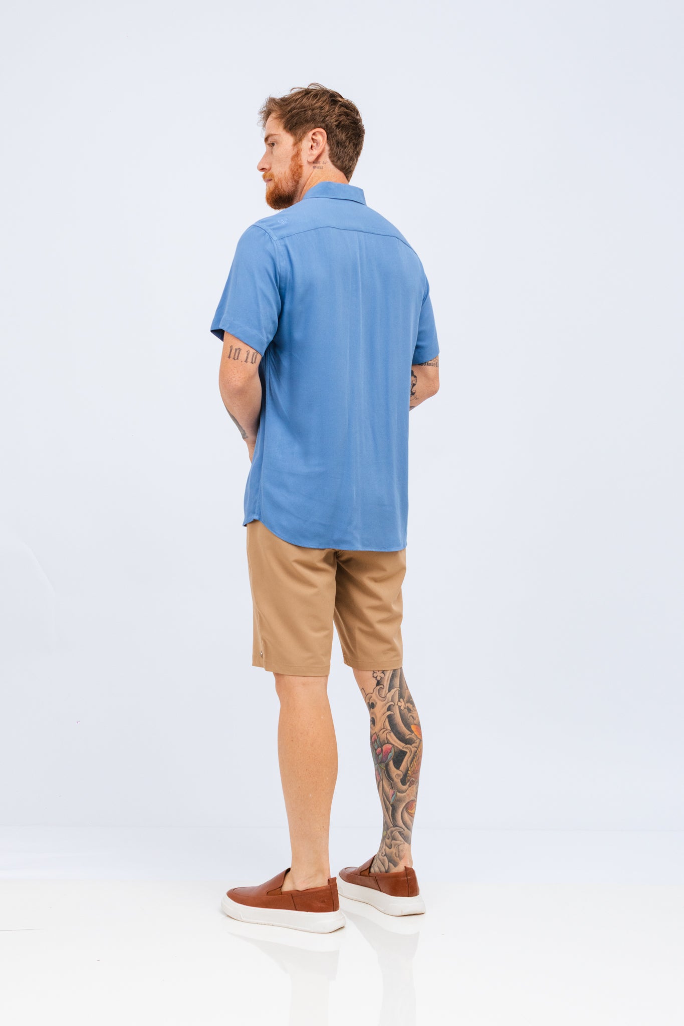 Camisa Viscose MC Rayon Azul infinity