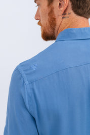 Camisa Viscose MC Rayon Azul infinity