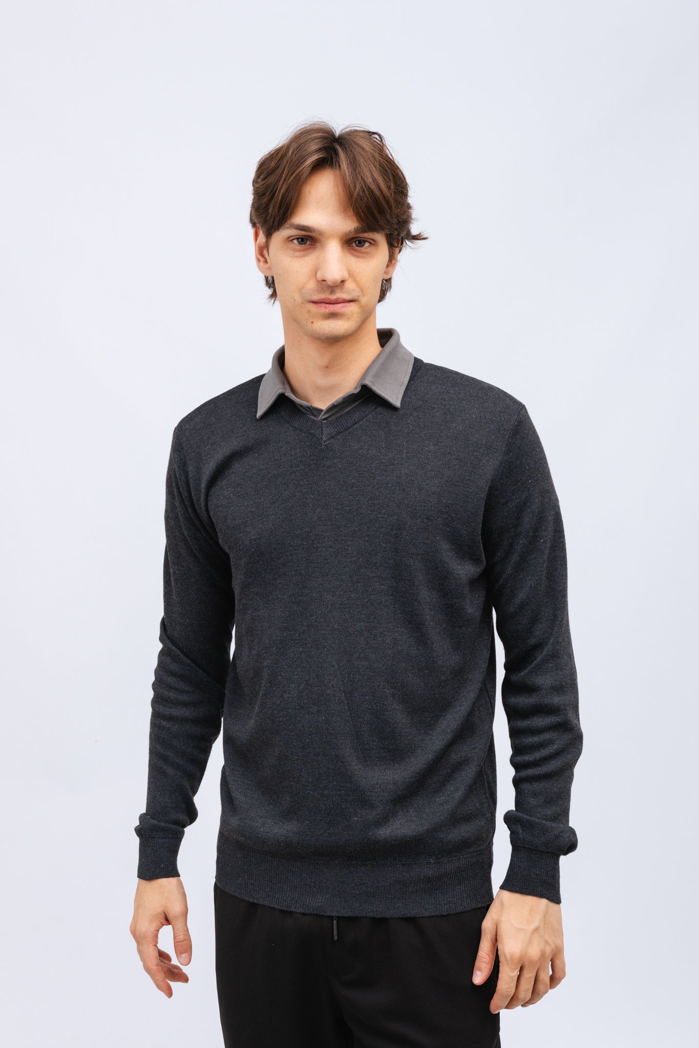 Sueter Tricot V Nawcelle Preto Mescla