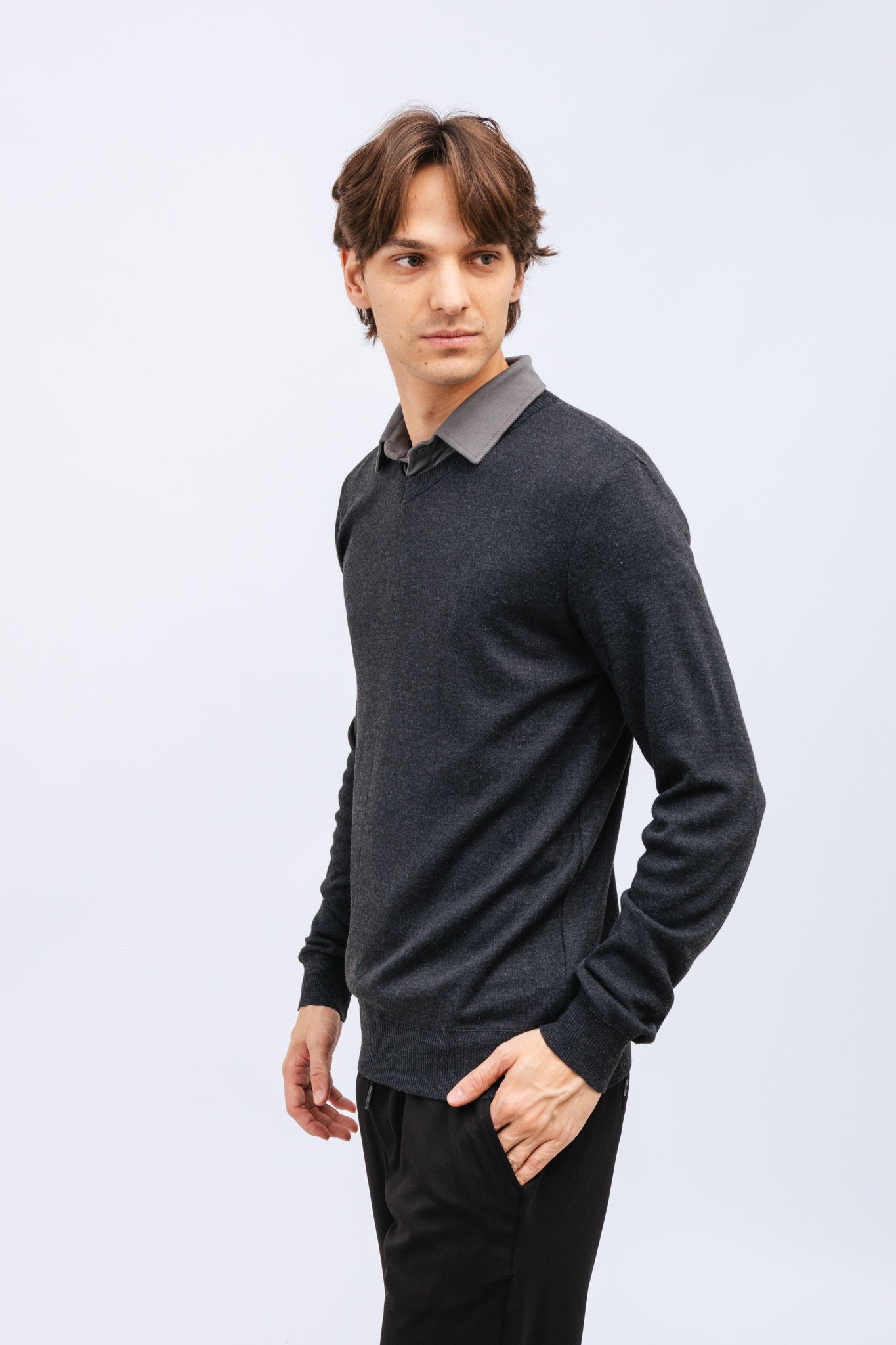 Sueter Tricot V Nawcelle Preto Mescla