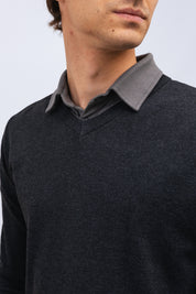 Sueter Tricot V Nawcelle Preto Mescla
