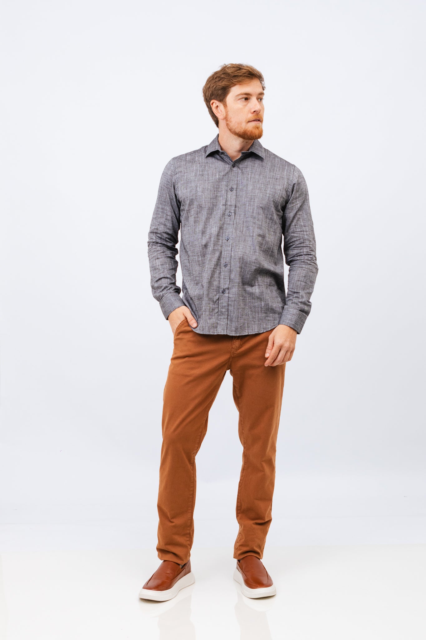 Camisa de Linho Linen Poah Preto Mesclado