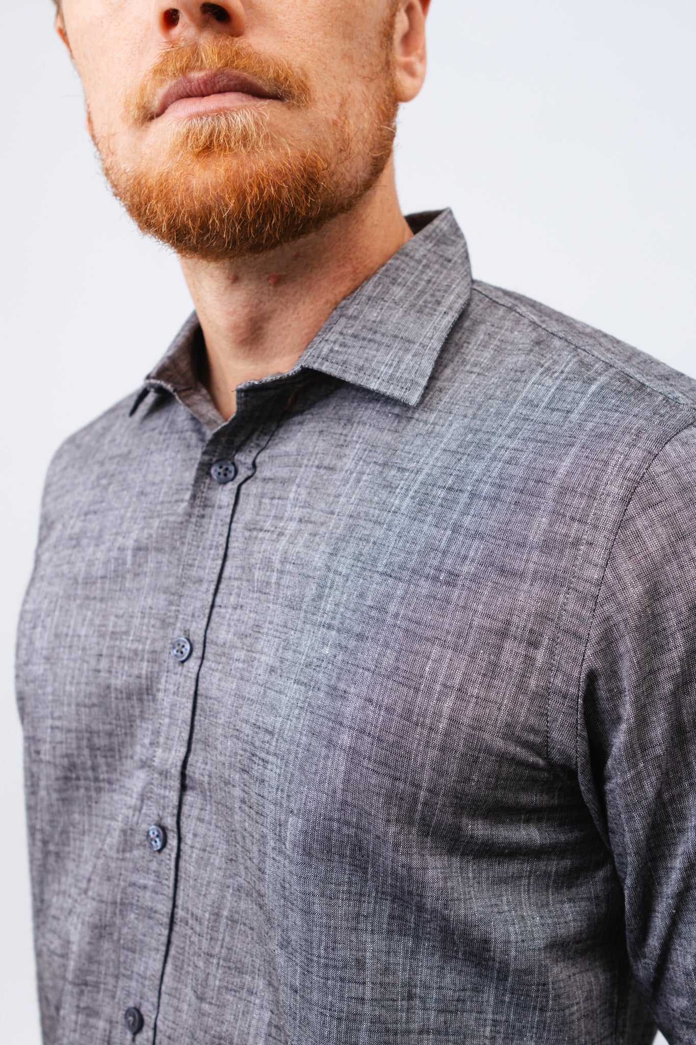 Camisa de Linho Linen Poah Preto Mesclado