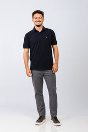Polo Piquet Essential Azul Marinho