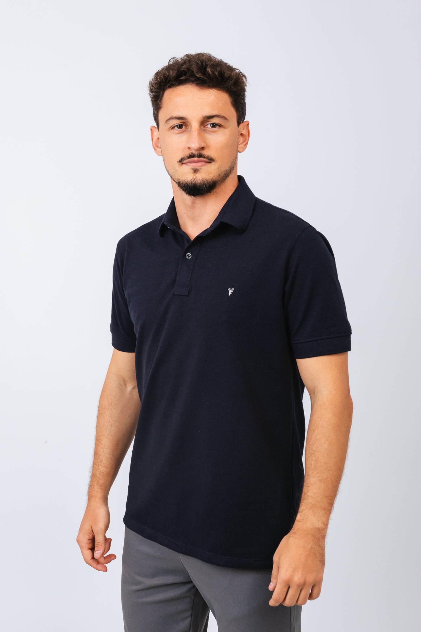 Polo Piquet Essential Azul Marinho