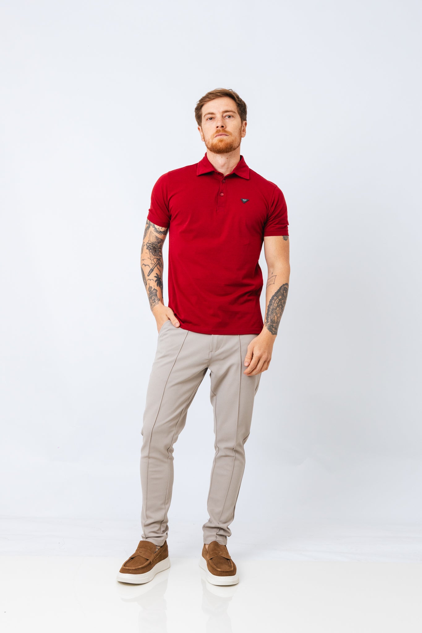 Polo Pima Cannel Vermelho Queimado