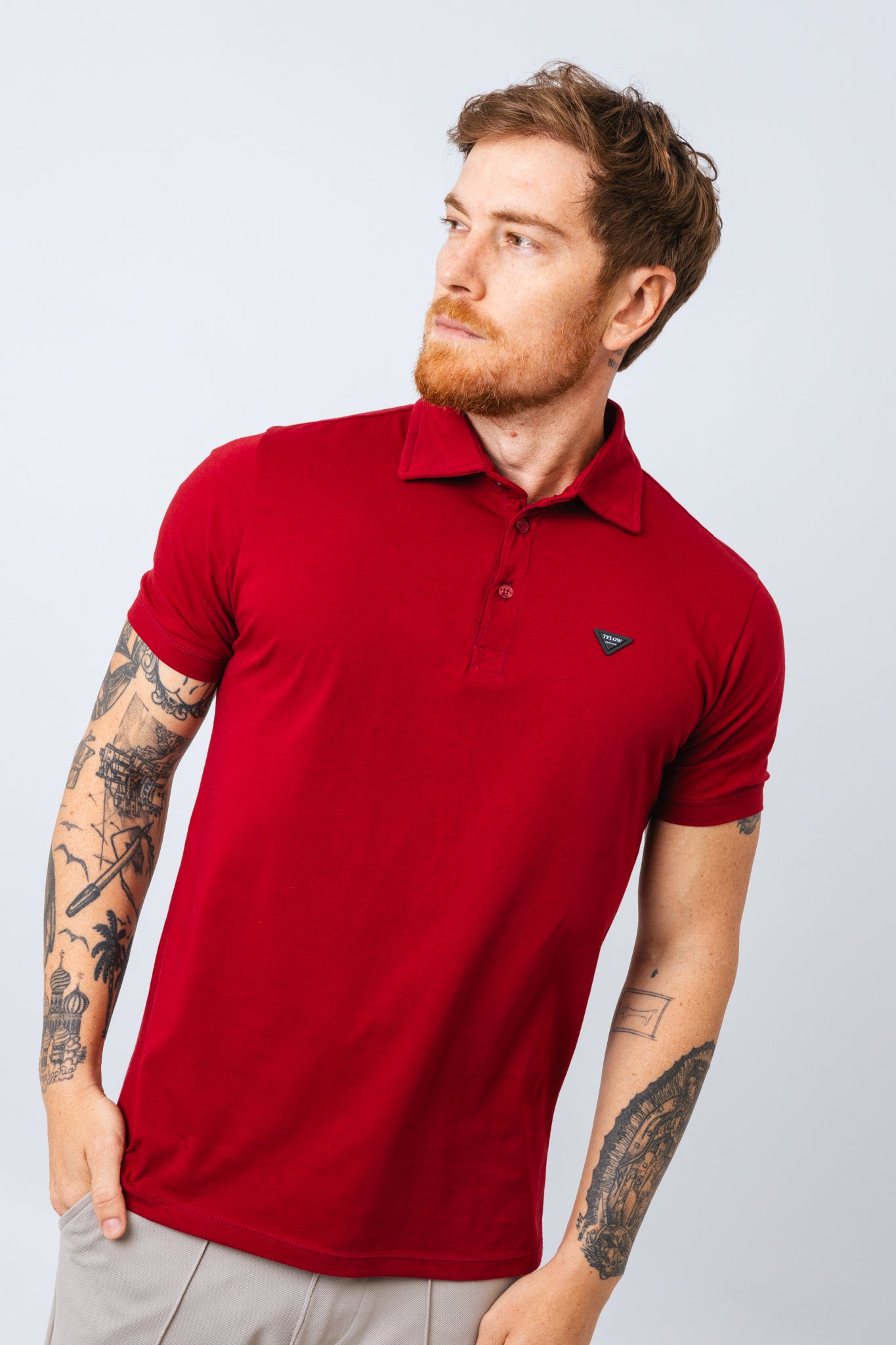 Polo Pima Cannel Vermelho Queimado