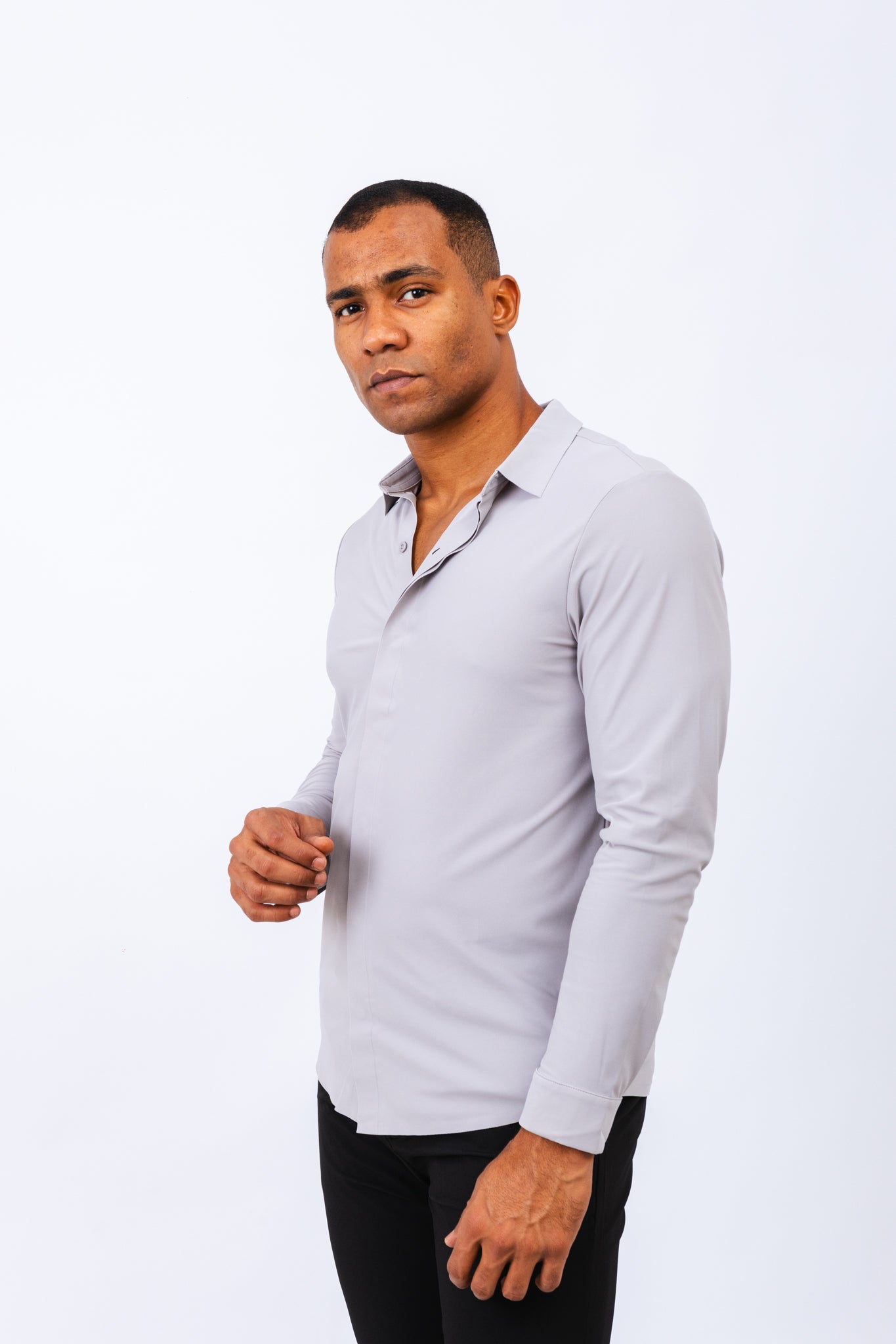 Camisa ML Premium Filippo Cinza Claro