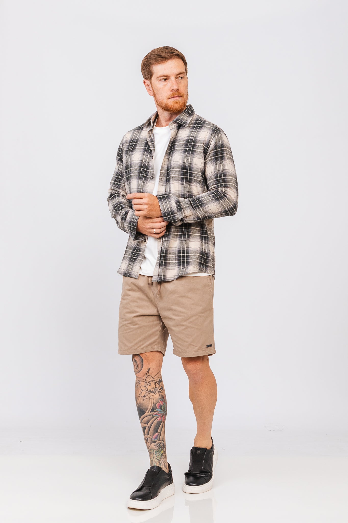 Camisa Flan Xadrez Longhorn Creme