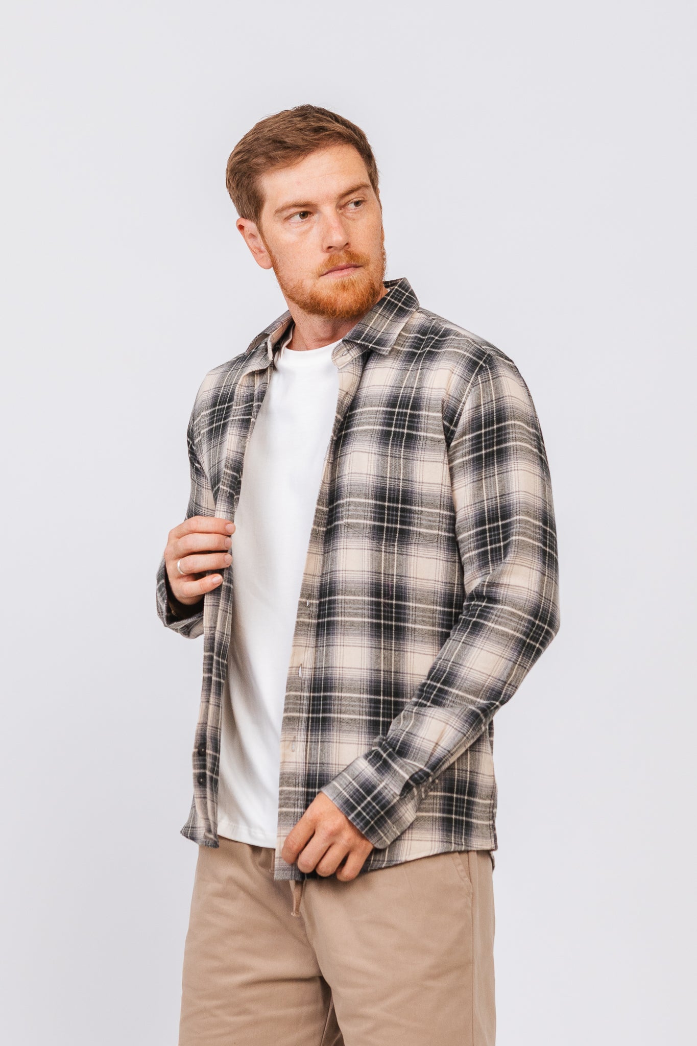 Camisa Flan Xadrez Longhorn Creme