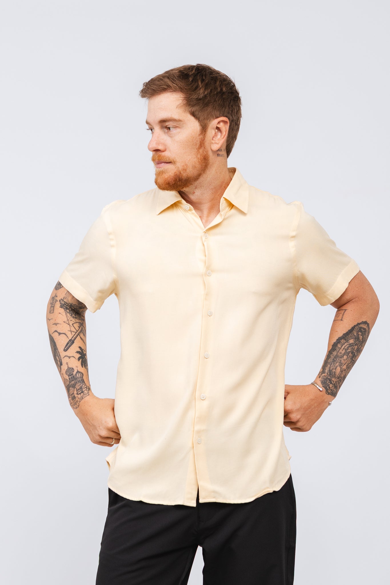Camisa Viscose MC Rayon Areia