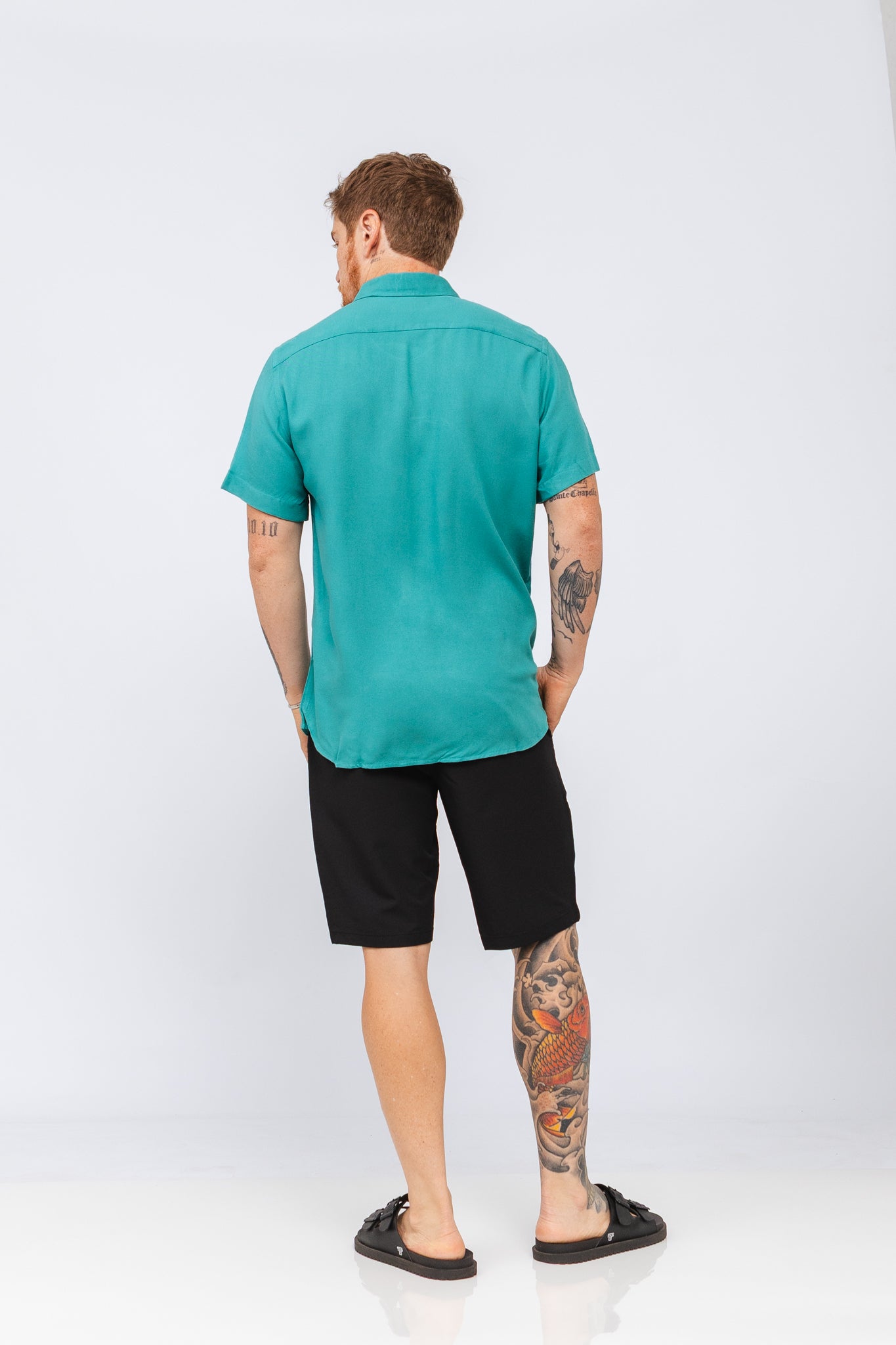 Camisa Viscose MC Rayon Verde Jaspe