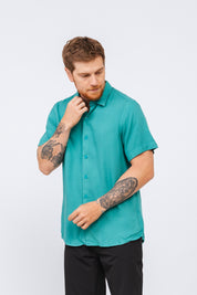 Camisa Viscose MC Rayon Verde Jaspe