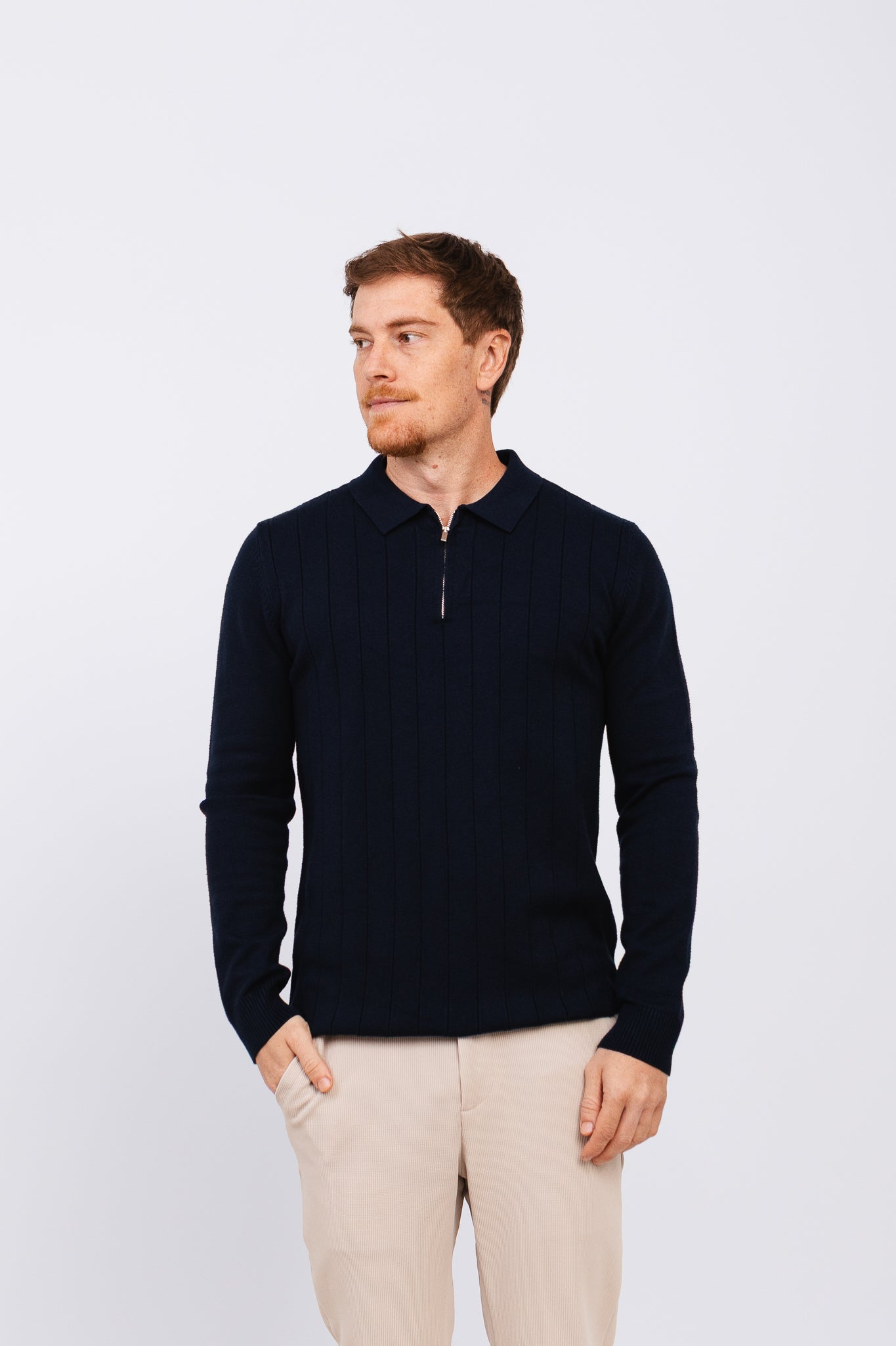 Polo Tricot ML Bruma Azul Marinho