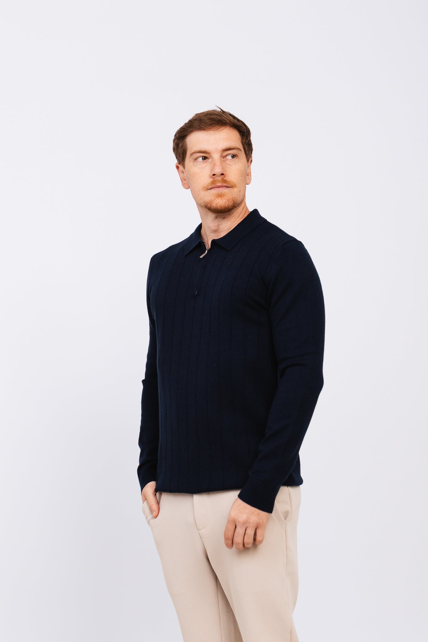Polo Tricot ML Bruma Azul Marinho