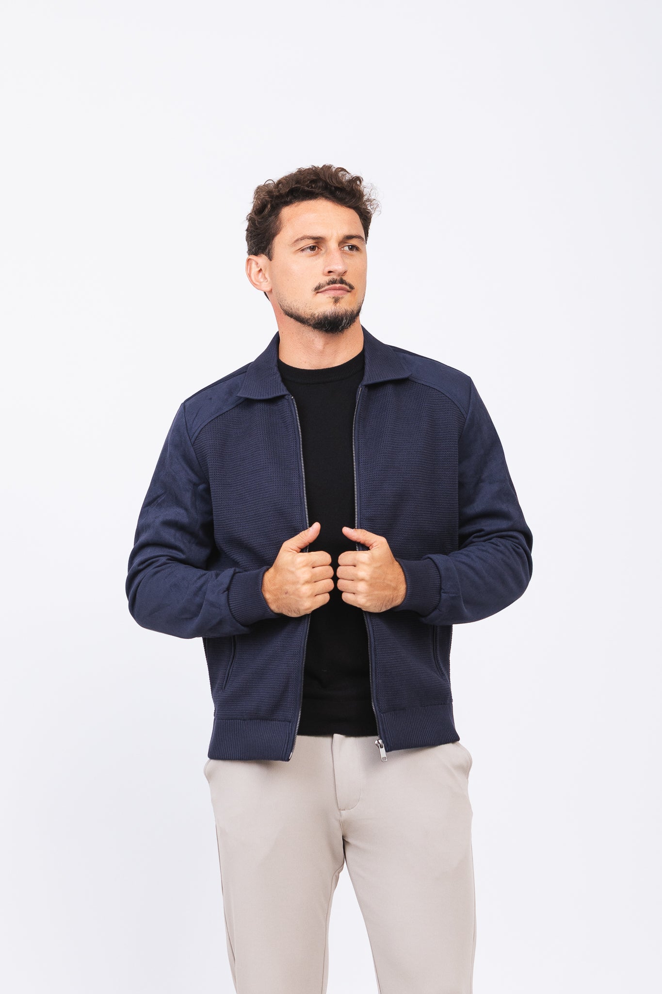 Jaqueta Tricot Matteo Azul Marinho