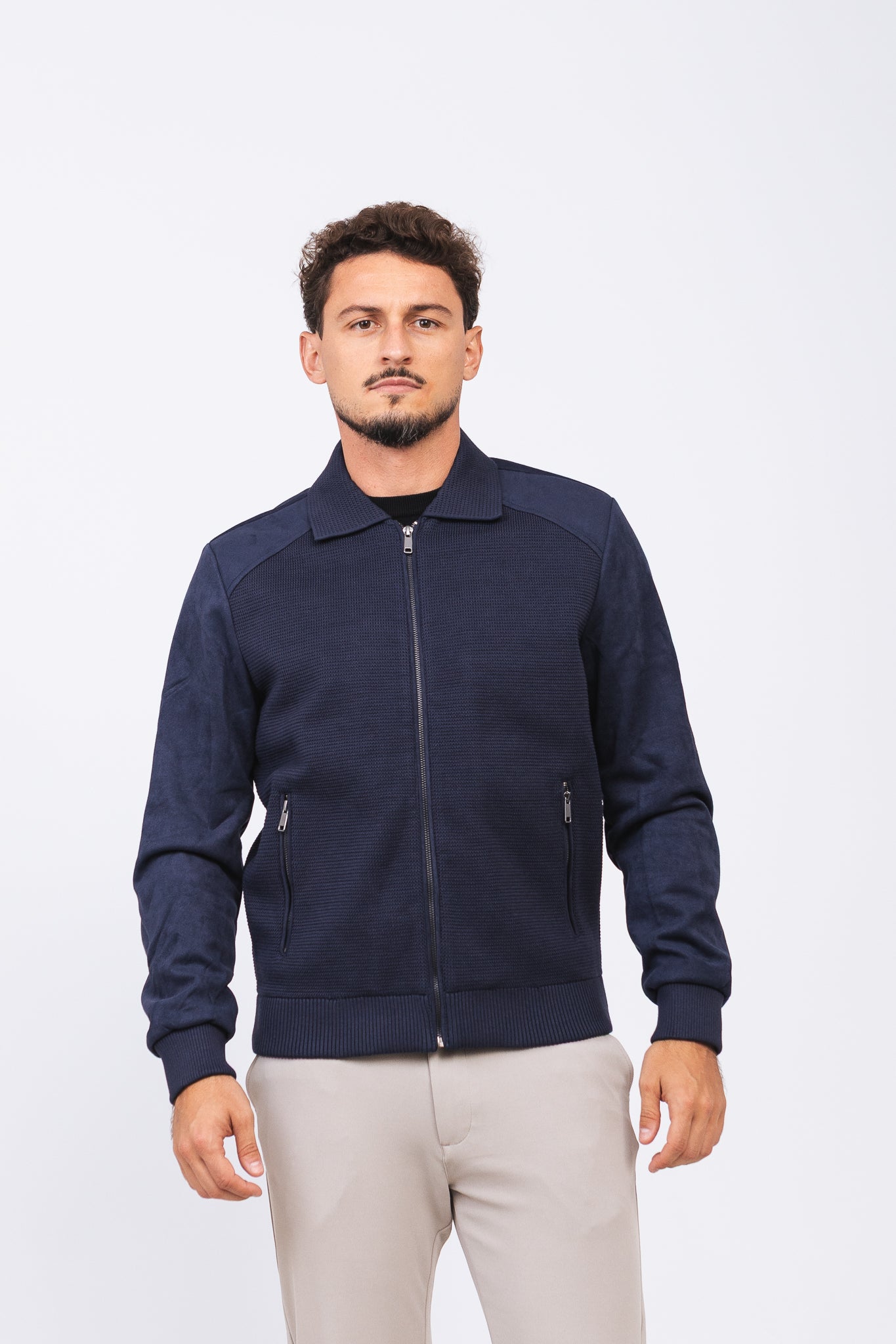 Jaqueta Tricot Matteo Azul Marinho