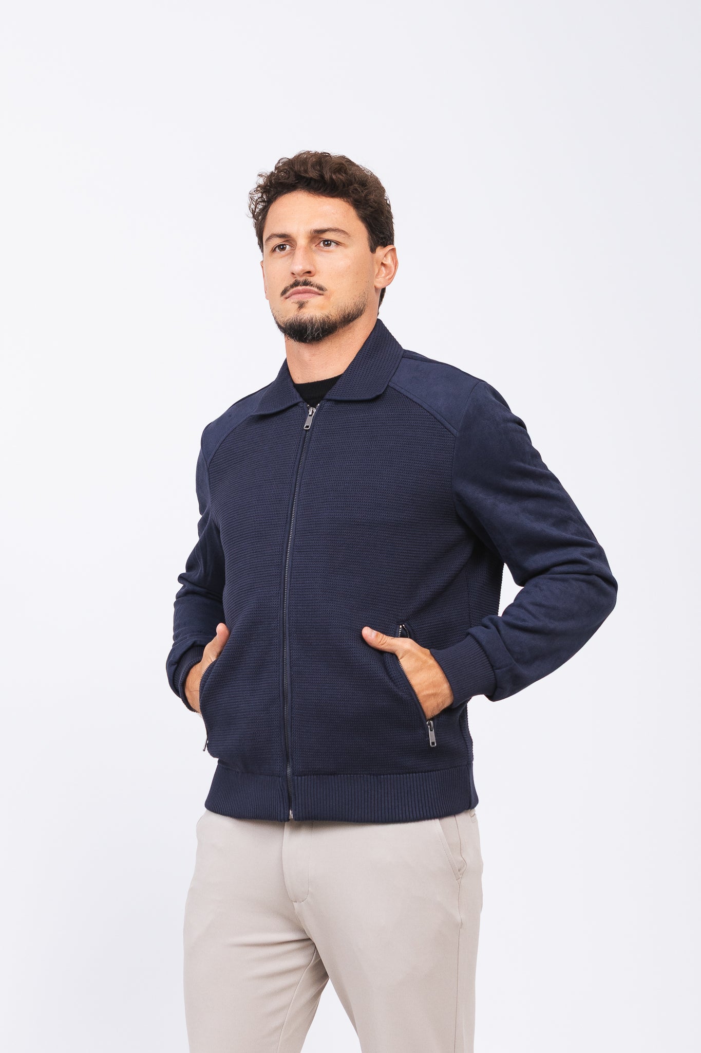 Jaqueta Tricot Matteo Azul Marinho