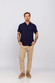 Camisa Viscose MC Rayon Azul Marinho