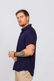 Camisa Viscose MC Rayon Azul Marinho