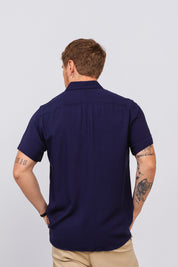 Camisa Viscose MC Rayon Azul Marinho