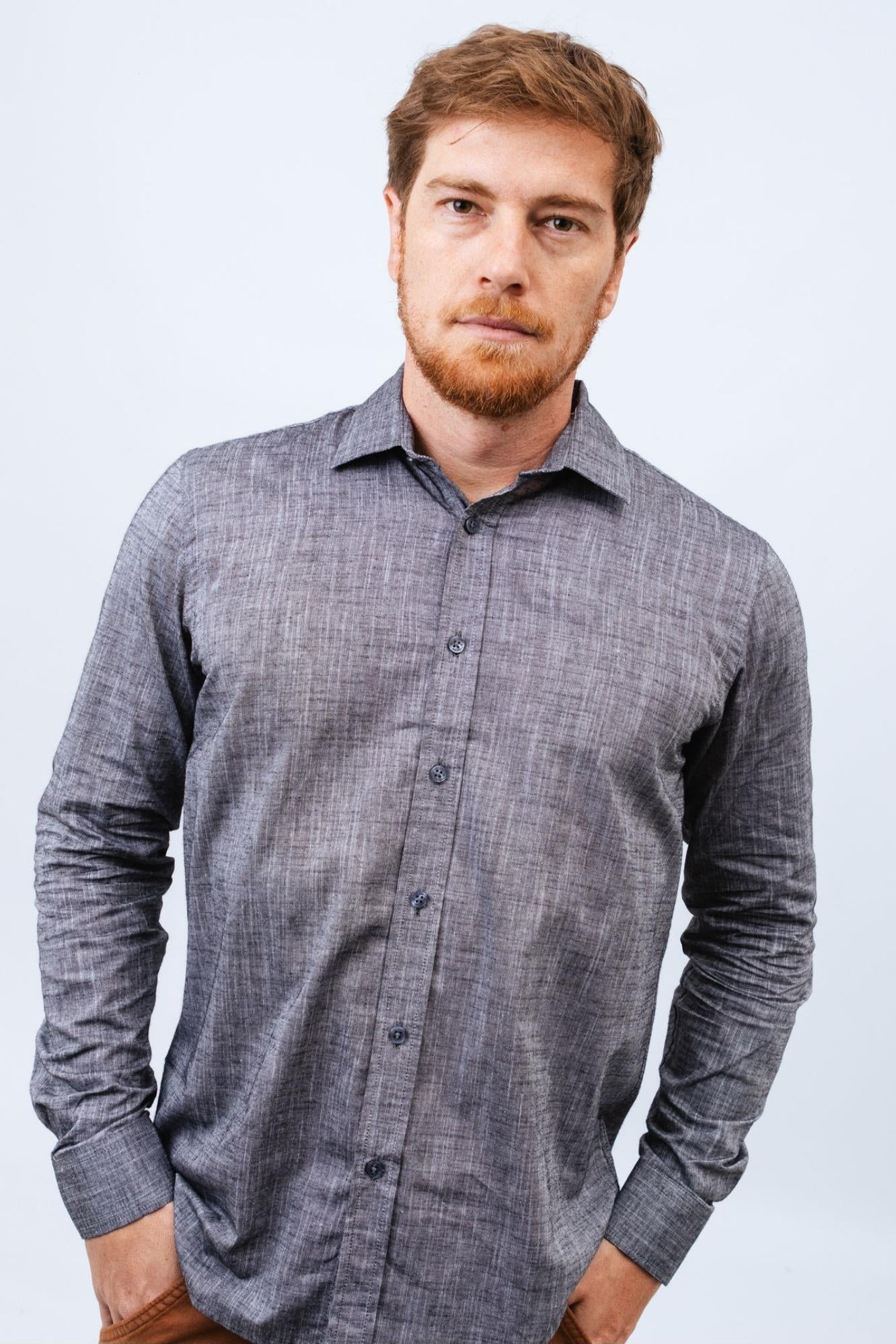 Camisa de Linho Preto Mesclado Linen Poah