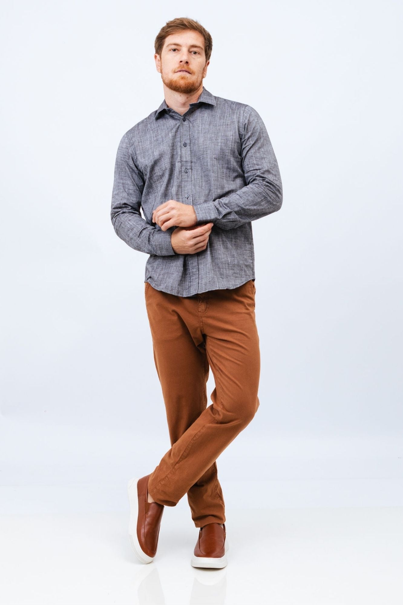 Camisa de Linho Preto Mesclado Linen Poah