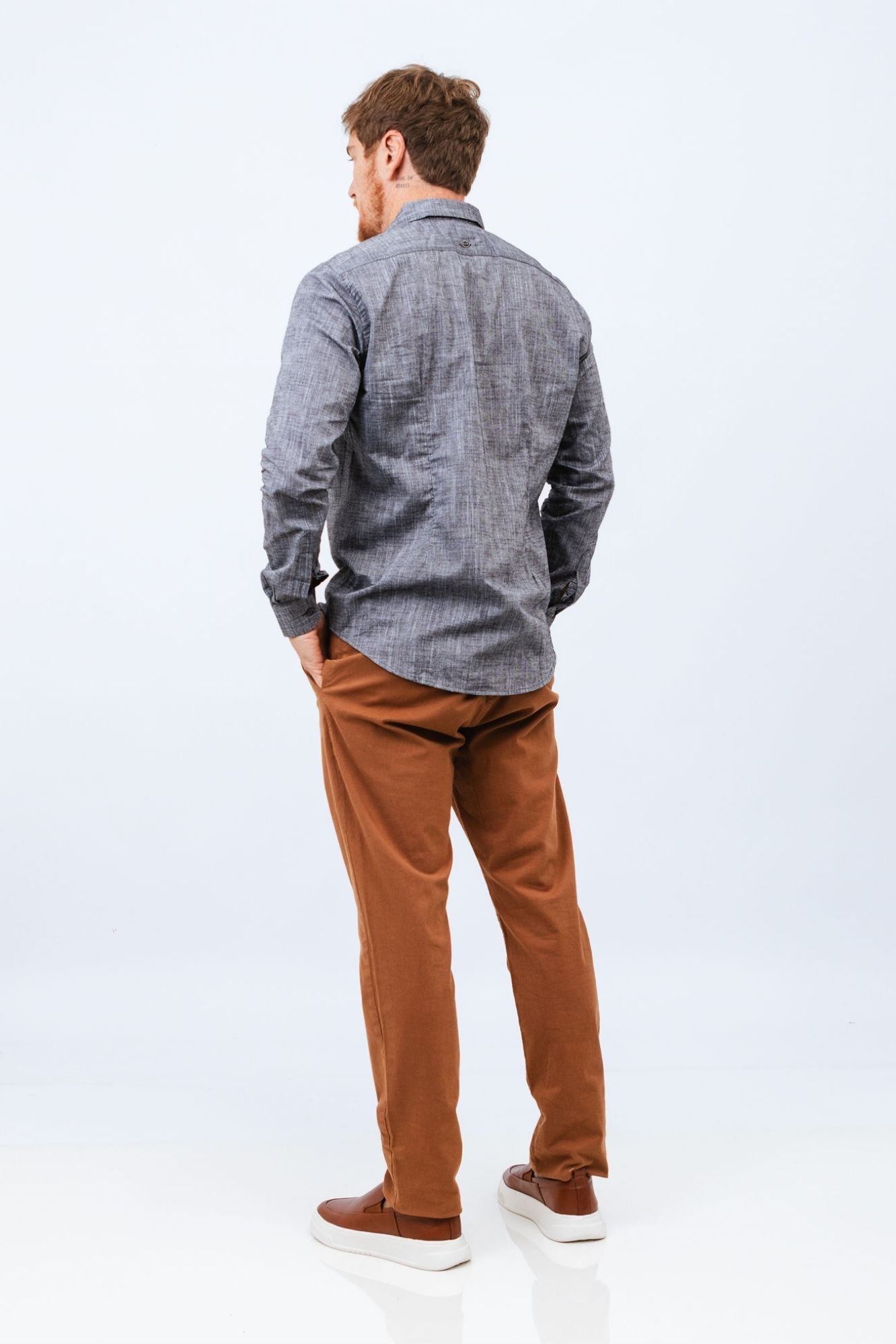 Camisa de Linho Preto Mesclado Linen Poah