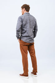 Camisa de Linho Preto Mesclado Linen Poah