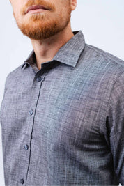 Camisa de Linho Preto Mesclado Linen Poah
