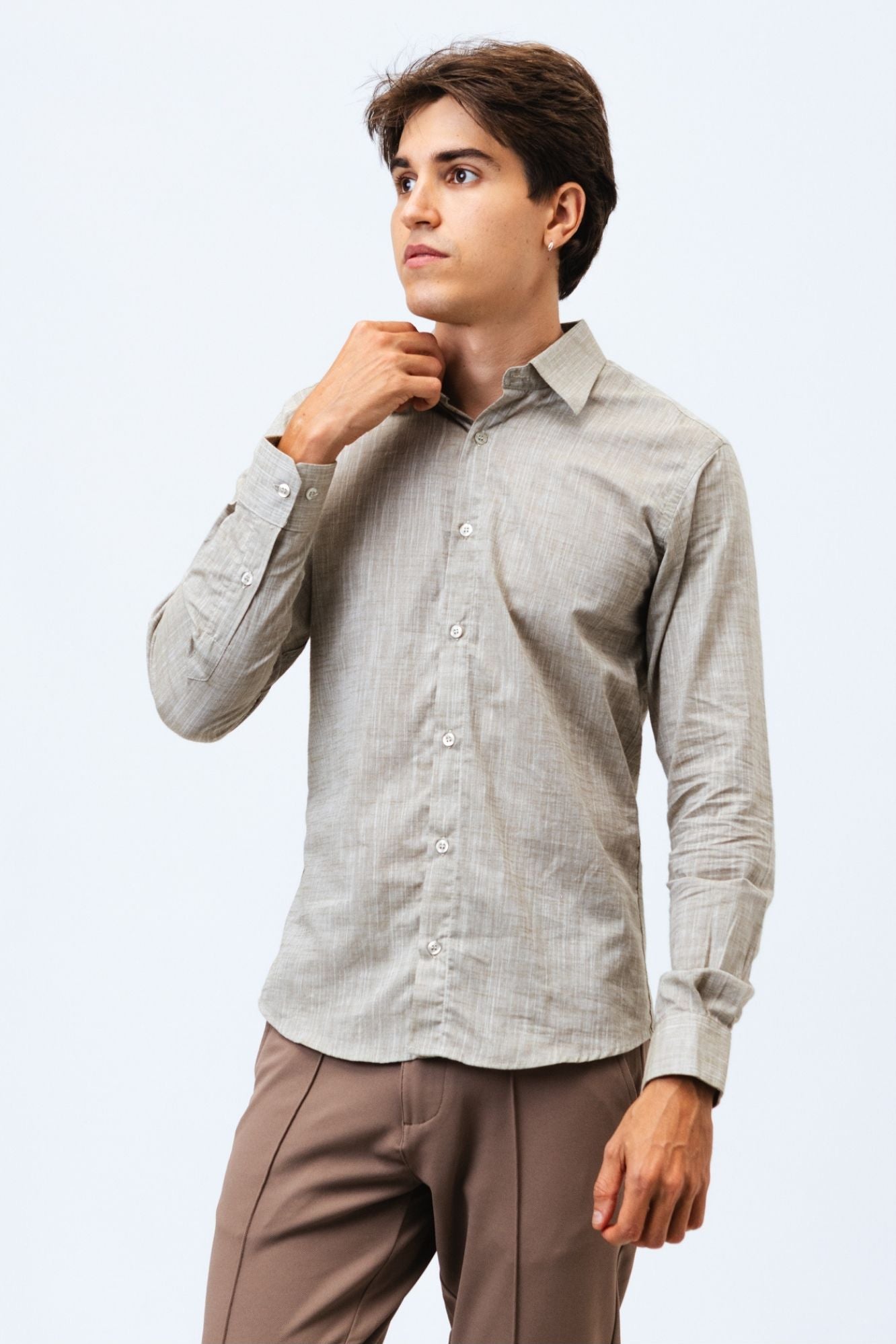 Camisa de Linho Verde Oliva Linen Laelber