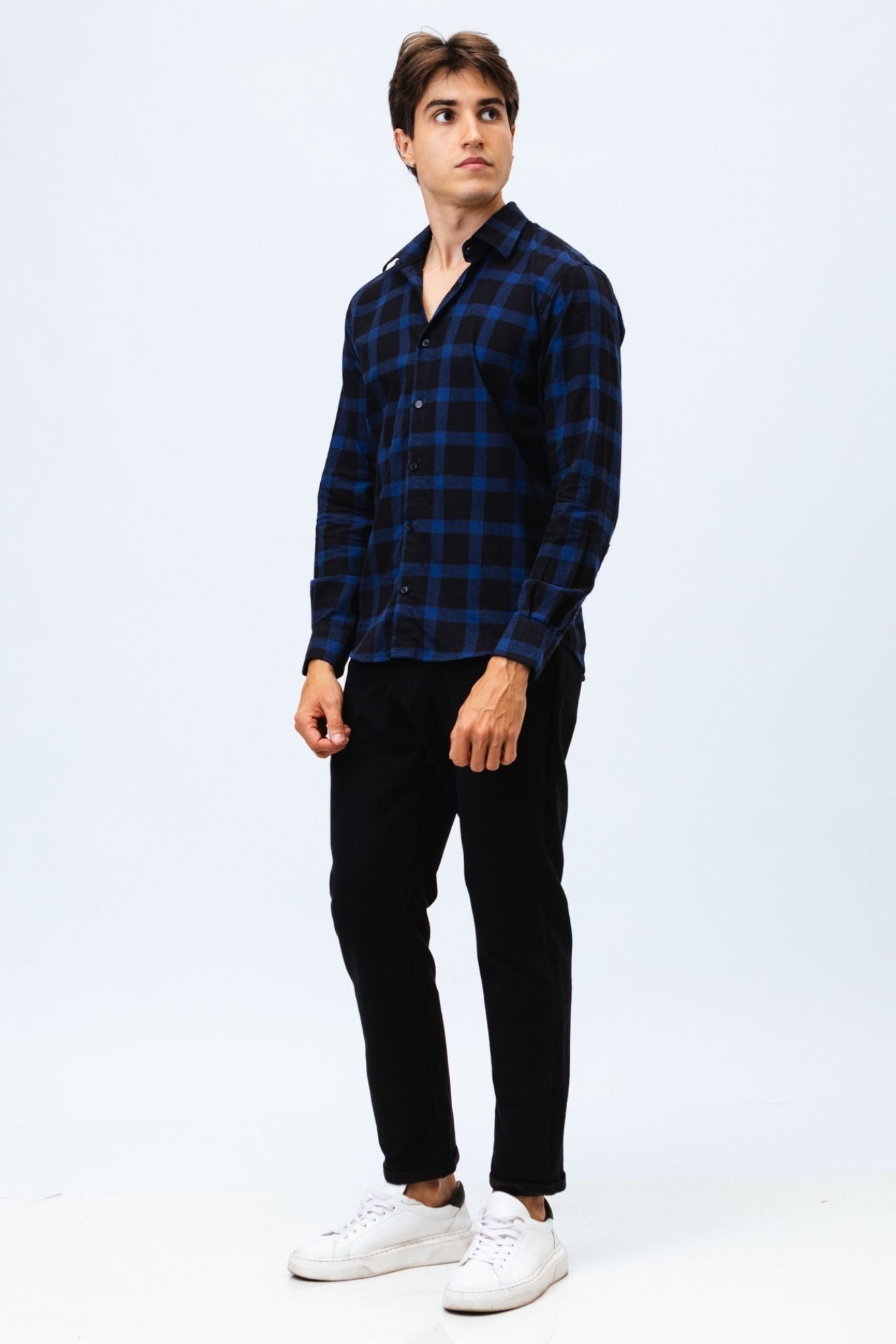 Camisa Flanelada Xadrez Azul Happer