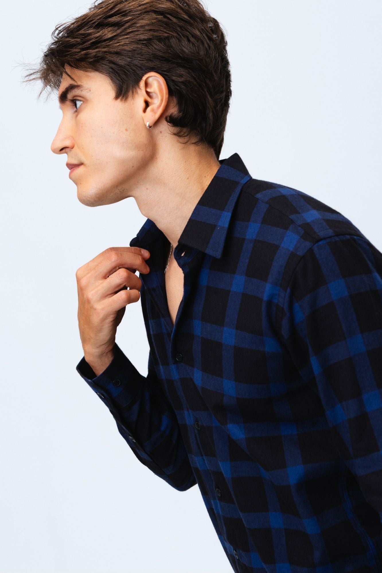 Camisa Flanelada Xadrez Azul Happer
