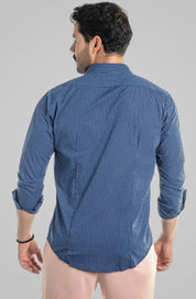 Camisa Vichy Mini Xadrez Azul Escuro