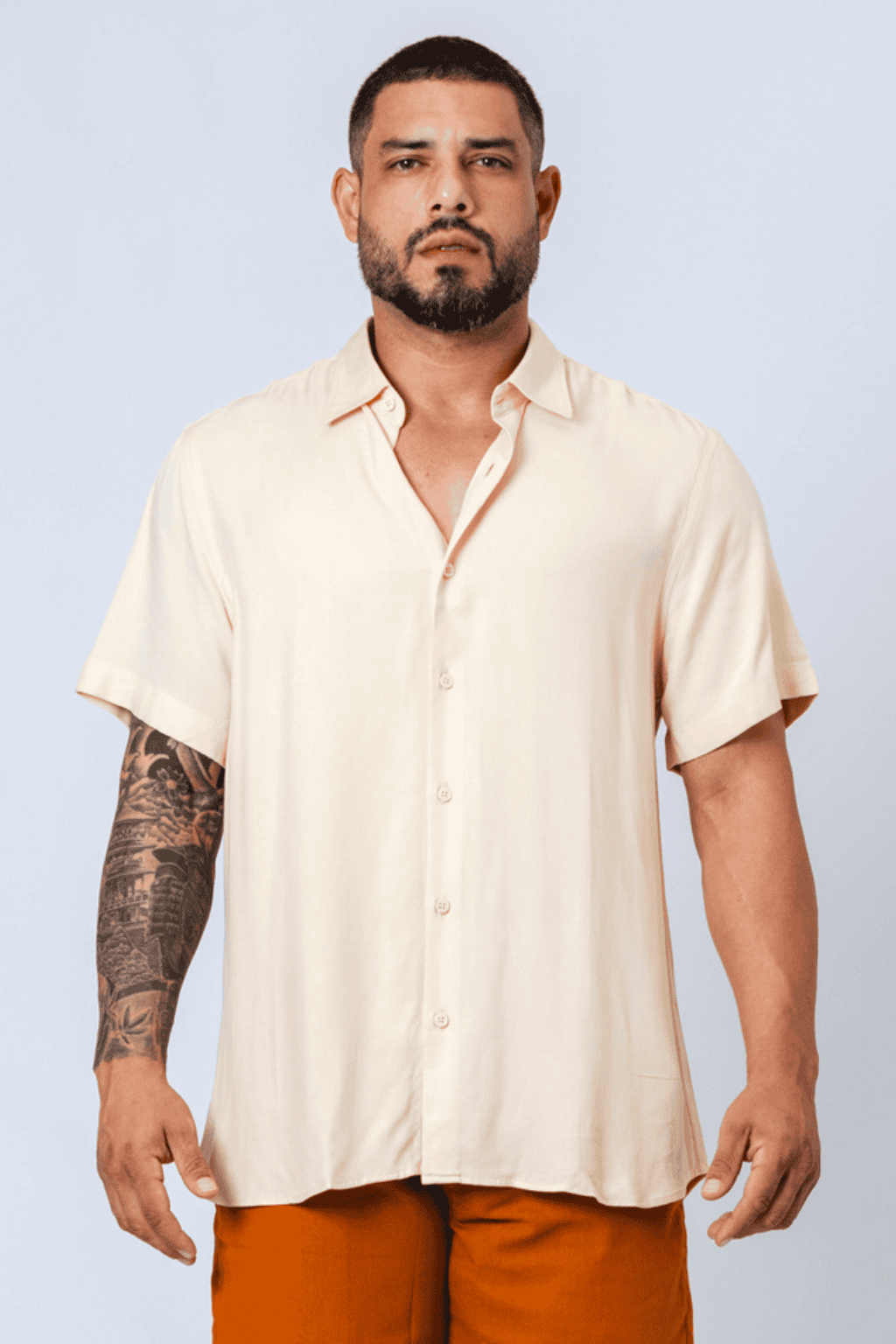 Camisa Viscose MC Rayon Areia