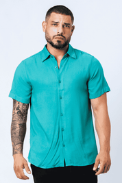 Camisa Viscose MC Rayon Azul Infinity