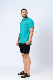 Camisa Viscose MC Rayon Azul Infinity