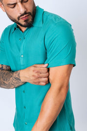 Camisa Viscose MC Rayon Azul Infinity