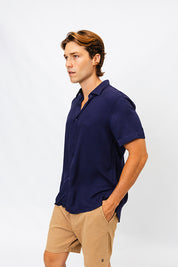 Camisa Viscose MC Rayon Azul Marinho