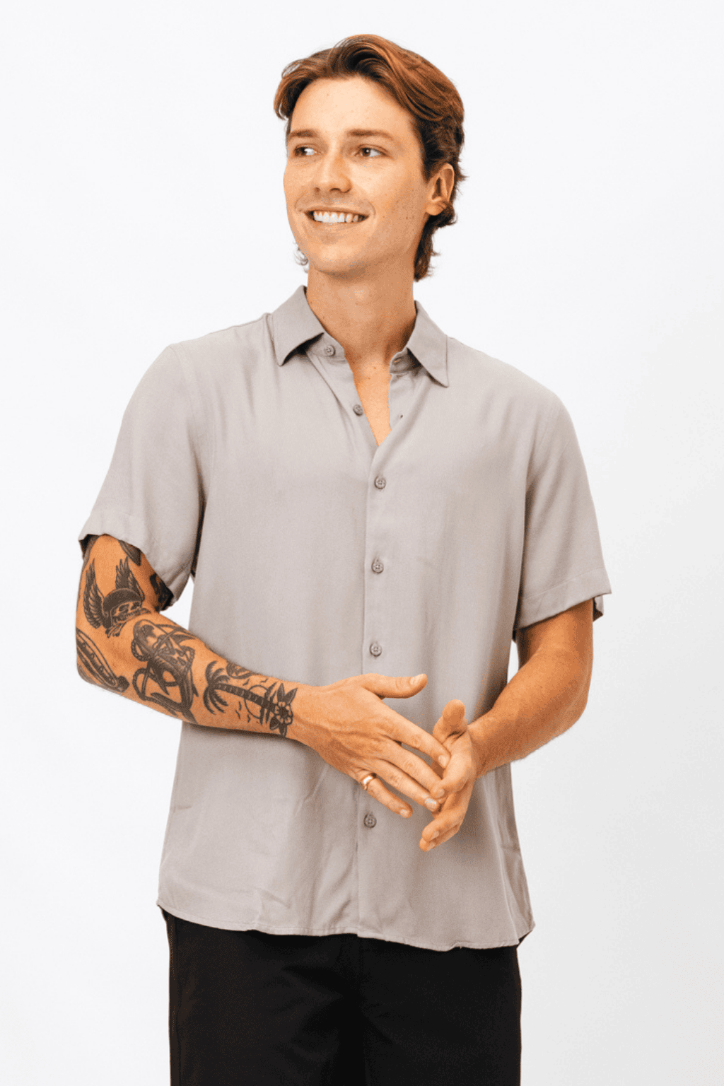 Camisa Viscose MC Rayon Cinza