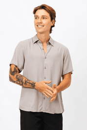 Camisa Viscose MC Rayon Cinza