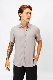 Camisa Viscose MC Rayon Cinza