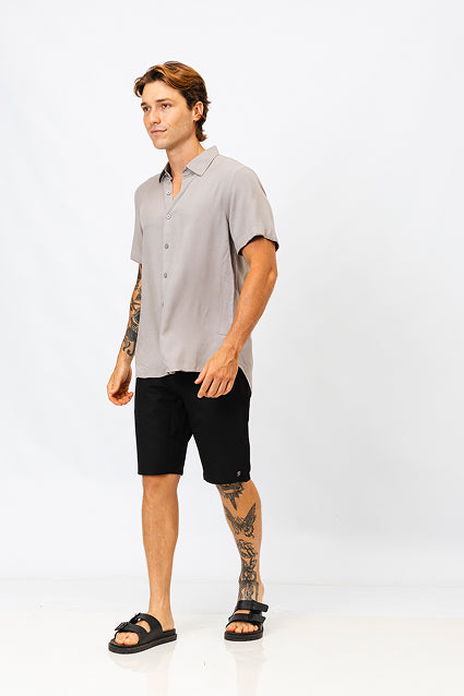 Camisa Viscose MC Rayon Cinza