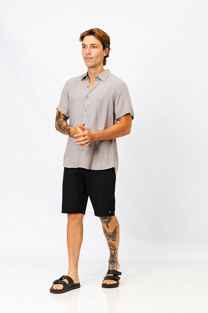 Camisa Viscose MC Rayon Cinza