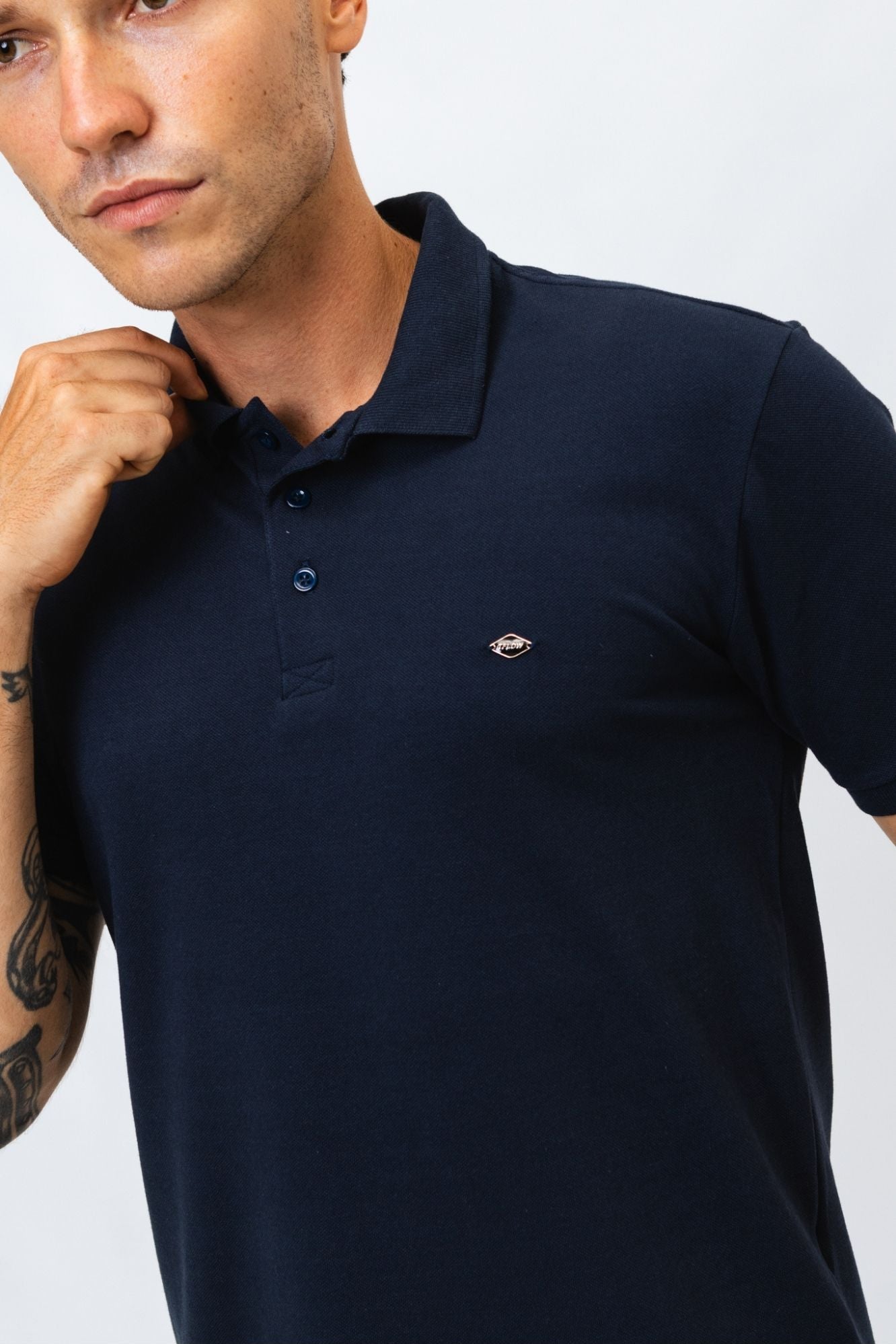 Polo Piquet Azul Marinho Leander